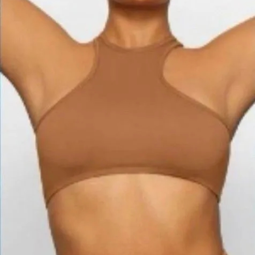 SKIMS Almond High Neck Racer Top